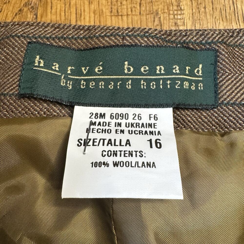 VTG Harve Benard Holtzman 100% Wool Brown Pinstripe Pants Trousers Womens Sz 16 - Picture 2 of 7